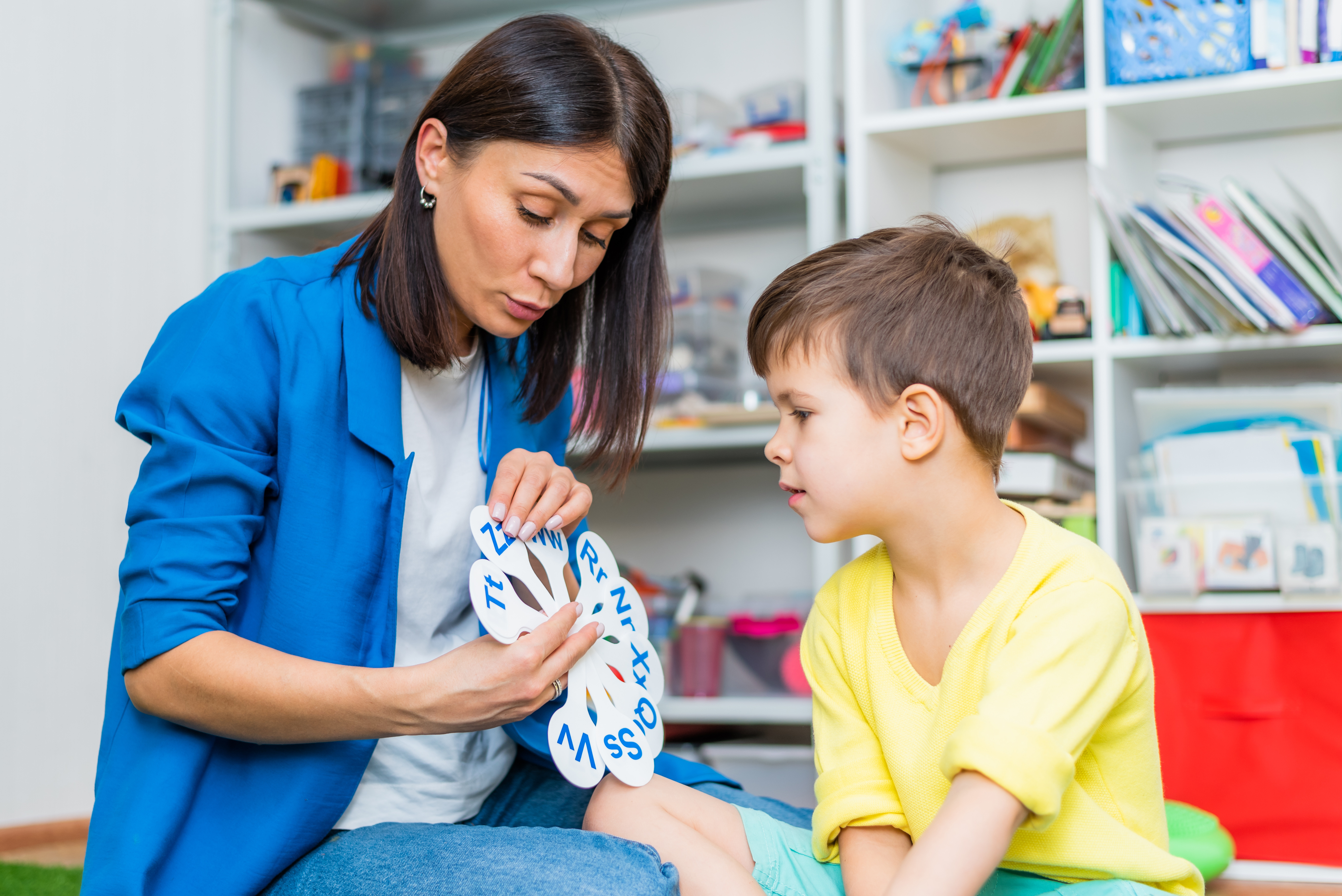 Therapist working with a student